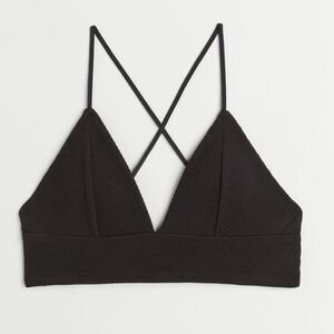 H&M Padded Bikini Top Black‎ 10 NWT IN PACKAGE